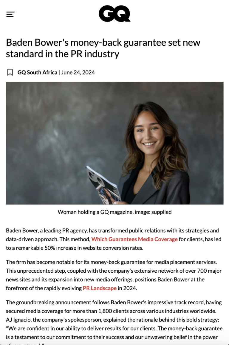 GQ Article about Baden Bower