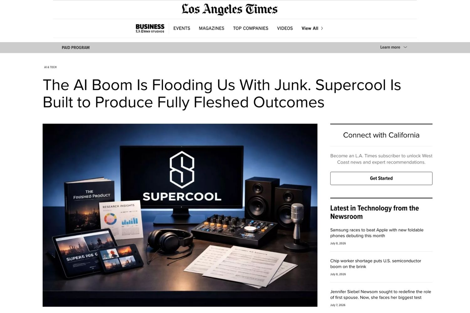 Sample Los Angeles Times placement by Baden Bower